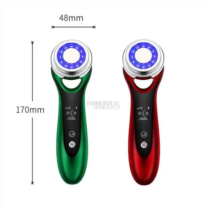 EMS Beauty Instrument Face Lifting Heat Red Blue Light Face Cleaner Deep Cleansing Home Skin Care Device Face Massager