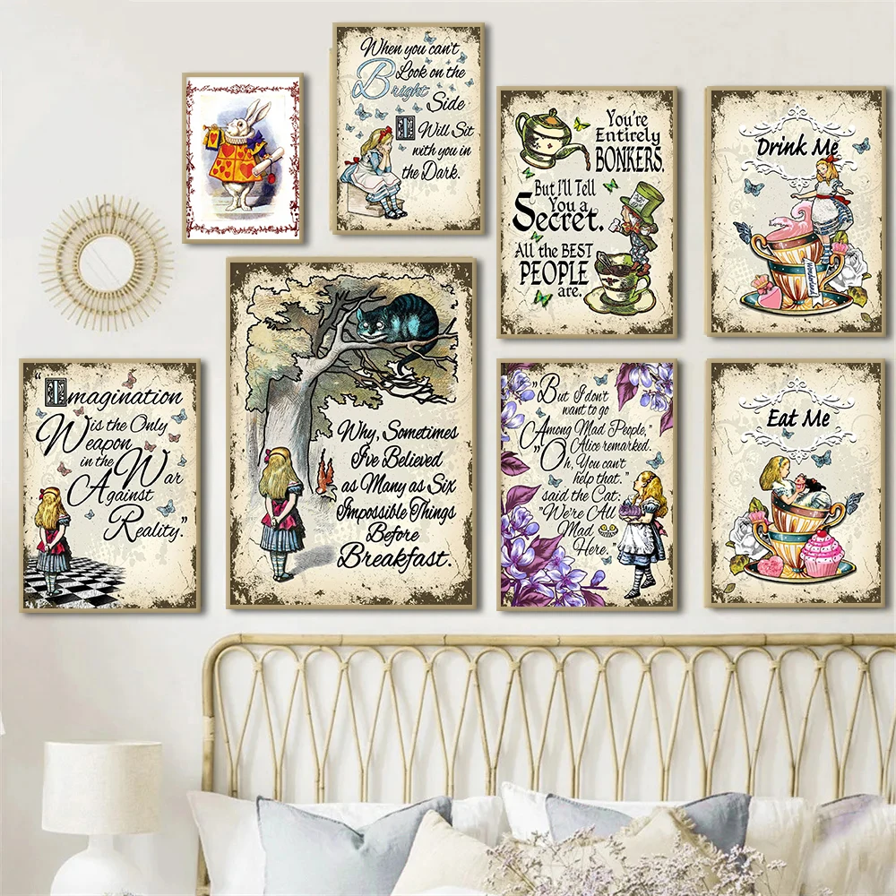 

Classic Fairy Alice In Wonderland Poster Vintage Wall Art Canvas Painting Prints Cartoon Picture for Kid Room Home Decor Cuadros