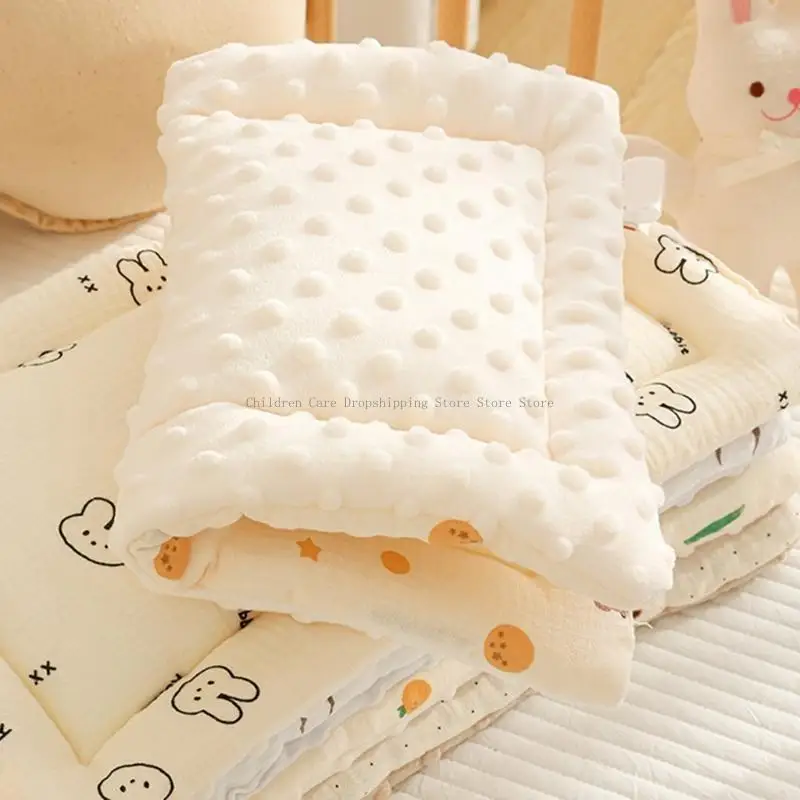 Dotted Patterned Pillow with Rabbit Bear Pattern Cotton Pillow with Dotted Pattern Lightweight for Baby Gift