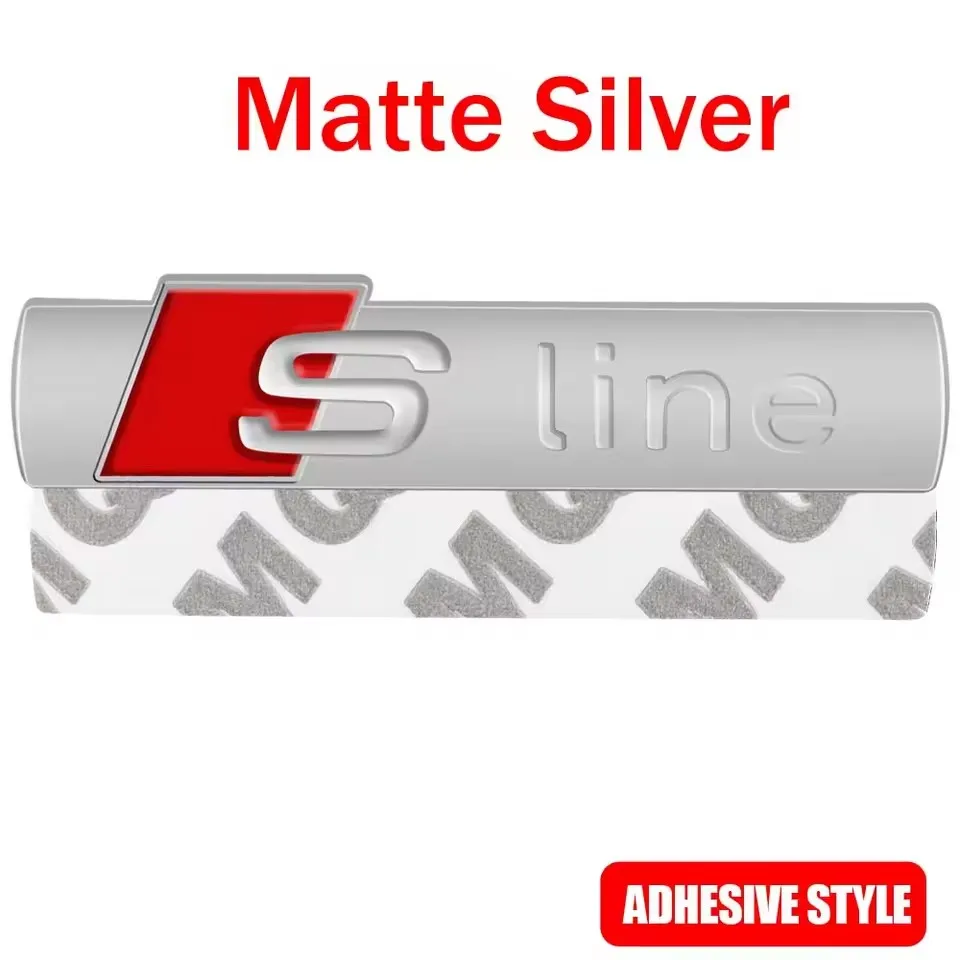 1 Stück 3D Logo Auto Frontgrill Abzeichen Aufkleber Metall S Line Emblem für Audi Sline RS A3 A4 A5 A6 A7 A8 S3 S4 Q2 Q3 Q5 RS3 RS5 RS6