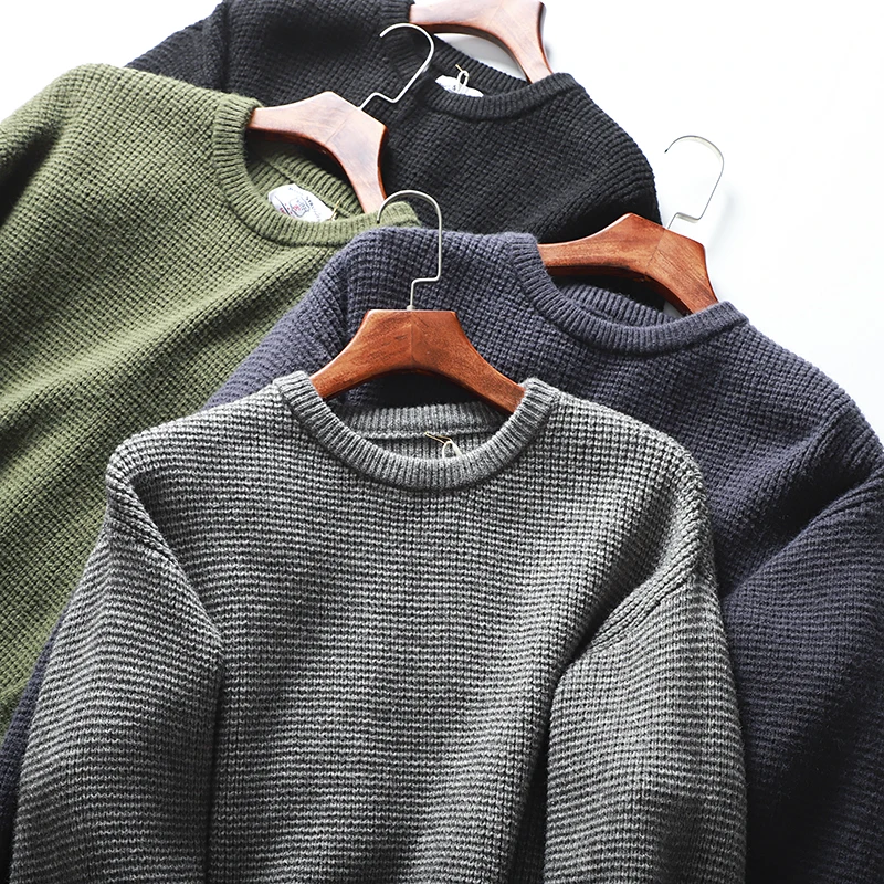 

Thi Warm Wool Knitted Sweater round Ne Pullover Soft Cozy Men's Winter Faion Color Casual Long Sve Top