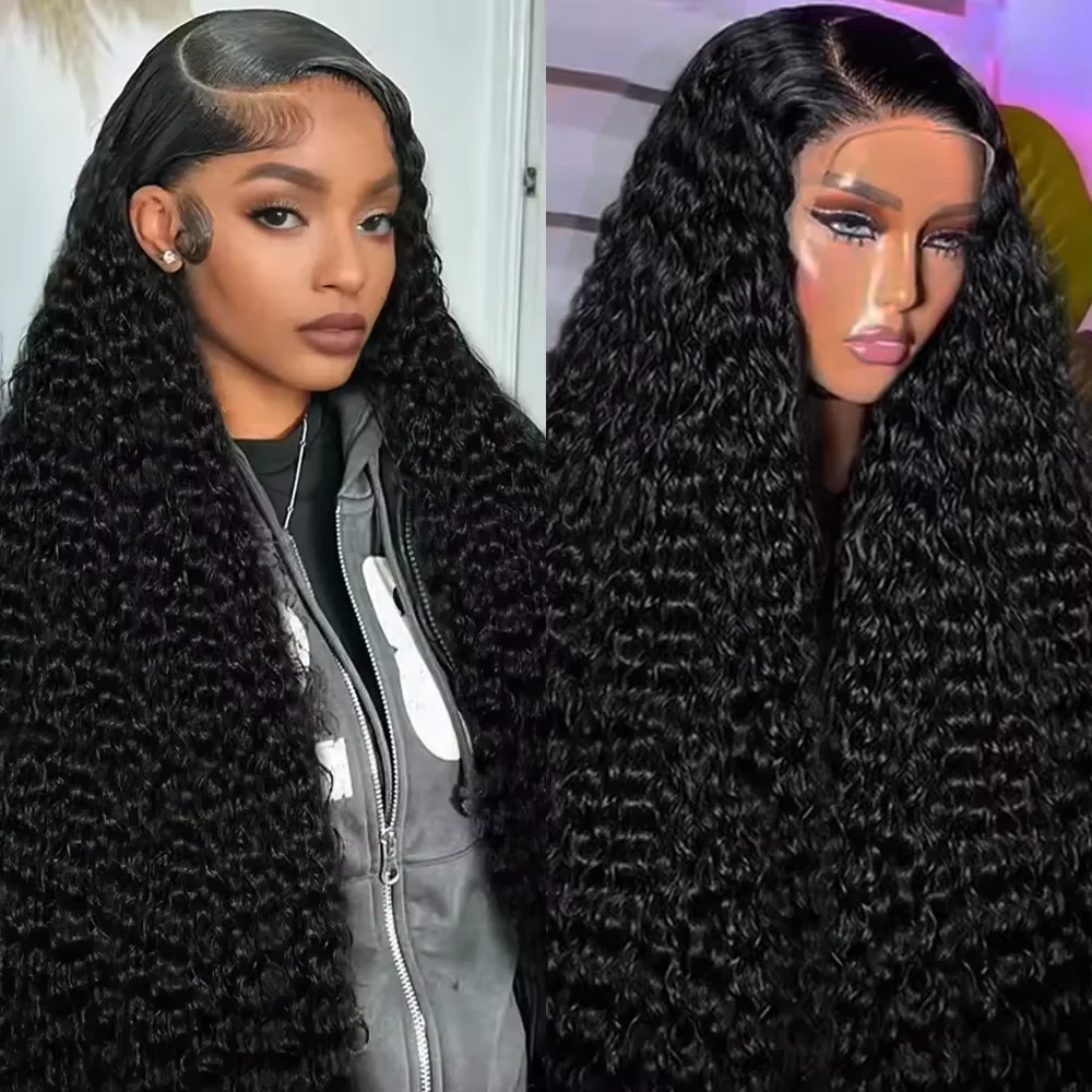 

40 42 дюйма 13x6 Hd Свободные глубокие волны Кружевной фронтальный парик Бразильский 13x4 Полные вьющиеся человеческие волосы Парики для женщин Плотность 200%