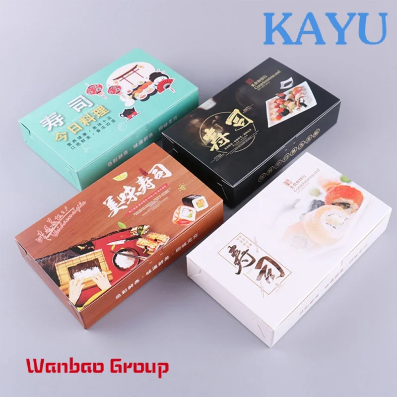 Custom  Wholesale Custom logo High Quality Biodegradable Food Container Sushi Bento Box takeaway sushi packaging paper box box