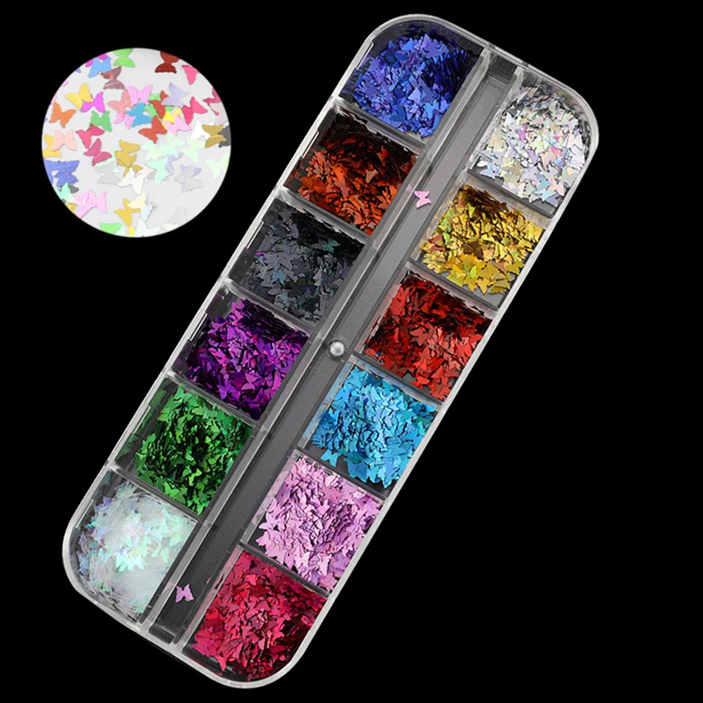 

2 Boxes Butterfly Sequin Set Glitter Stickers Sequins Flash Nail Art Eyes Makeup
