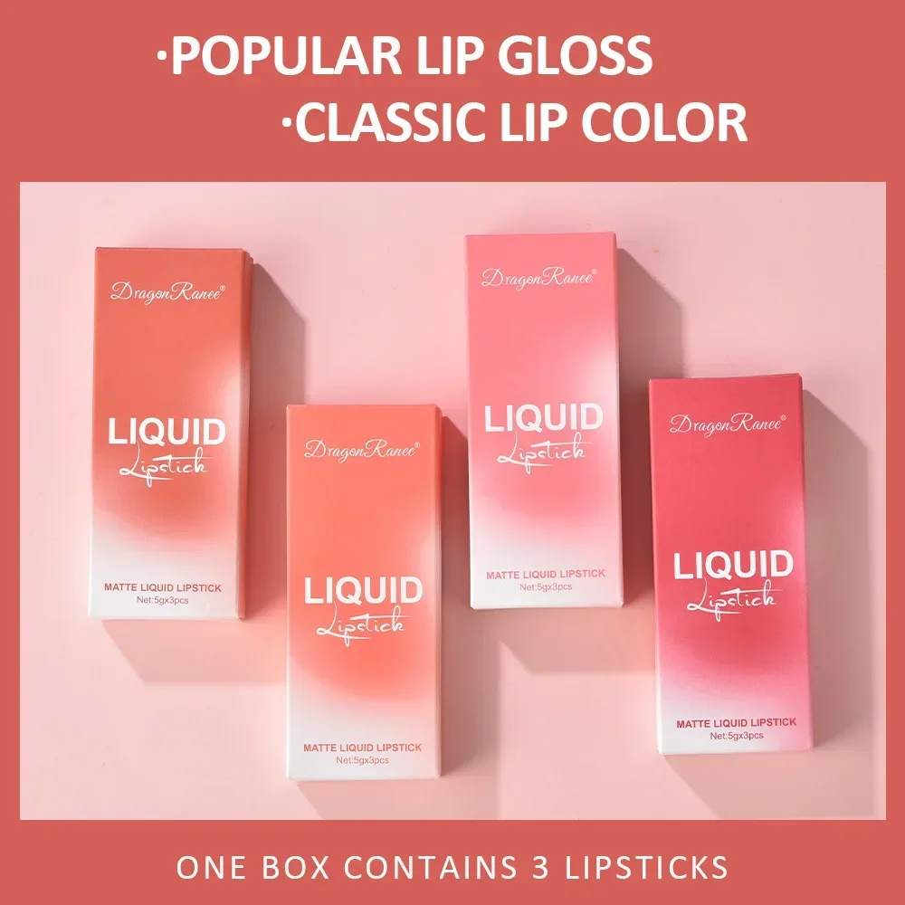 3 Pack Set with Lip Gloss Velvet Matte Lipstick, Small Orange Milk Tea, Bean Paste Color Lip Gloss