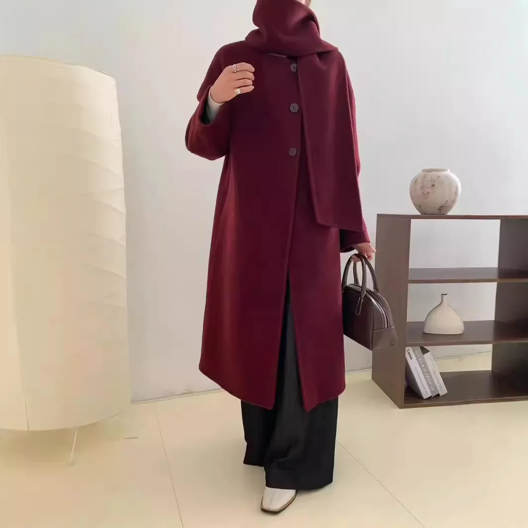 2024 Autumn/Winter New High Quality Yak Velvet, Mulberry Silk, Wool Scarf, Double sided Woolen Coat for Women