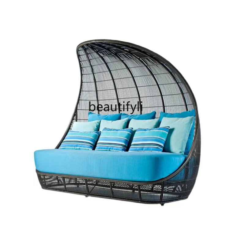 

Outdoor Ratten Bed Hotel Resort Outdoor Leisure Sofa Designer Courtyard Creative Furniture