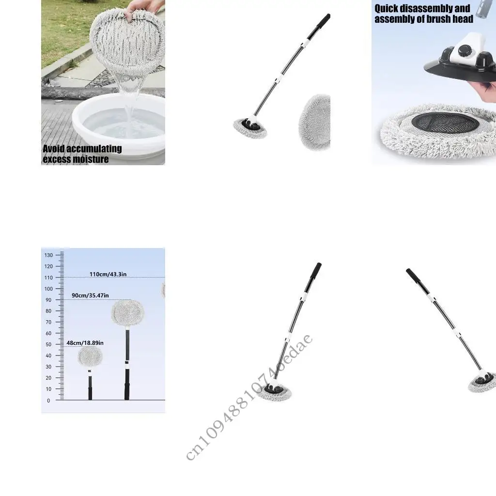 Vehicle Exterior Cleaning Mop with Soft Head, Telescopic Handle and Angled Metal Reach for Daily Roof Washing Use 