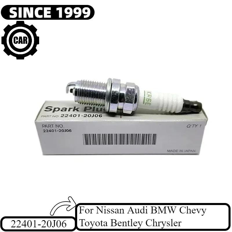 

4/6pcs 22401-20J06 BKR6E Normal Spark Plug For Nissan Audi BMW Chevy Toyota Bentley Chrysler 2240120J06 22401 20J06