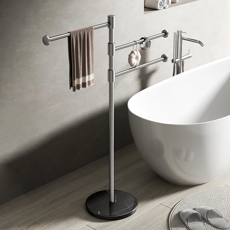 

Floor-to-ceiling rotating towel bar, toilet, bathroom, cool towel rack, towel rack next to the bathtub, gun ash solid thickened