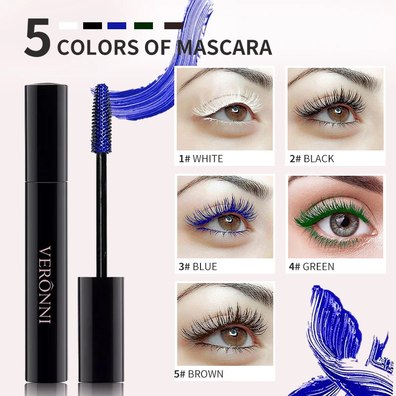 1 قطعة ماسكارا لاش اللون ماسكارا مقاوم للماء الملونة ماسكارا رمش تمديد سميكة إطالة رموش التجميل #1