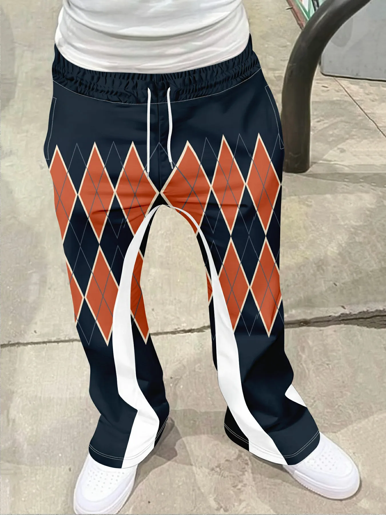 

Мужские повседневные уличные стильные модные модные слегка расклешенные черно-белые спортивные штаны с цветными блоками, мужские брюки