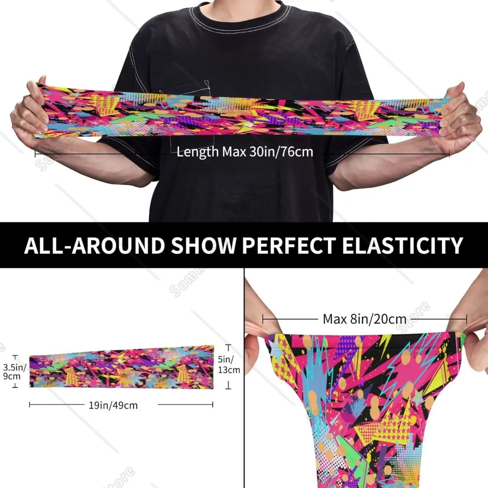 Retro 80s 90s Arm Sleeves for Men Women Fashion Sun Protection Arm Sleeves to Cover for Golf,Cycling, Fishing,Running