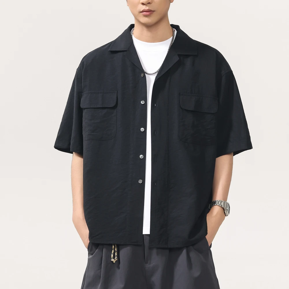

Men Summer Streetwear Fashion Vintage Lightweight Loose Casual Short Sleeve Cargo Shirt Male Citryboy Oversize Shirts Tops