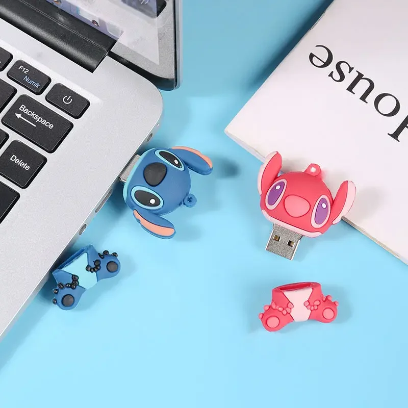 Disney Stitch Silicone Usb Flash Drive Cartoon Cute Mini Pen Drive 2GB 32GB 64GB U Disk Key Chain Waterproof 128GB Memory Stick