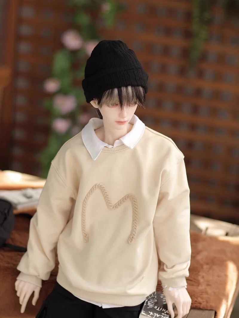 

bjd Doll clothes fit 1/4 1/3 Uncle ID75 size round neck hoodie Letter Long sleeve top Doll accessories