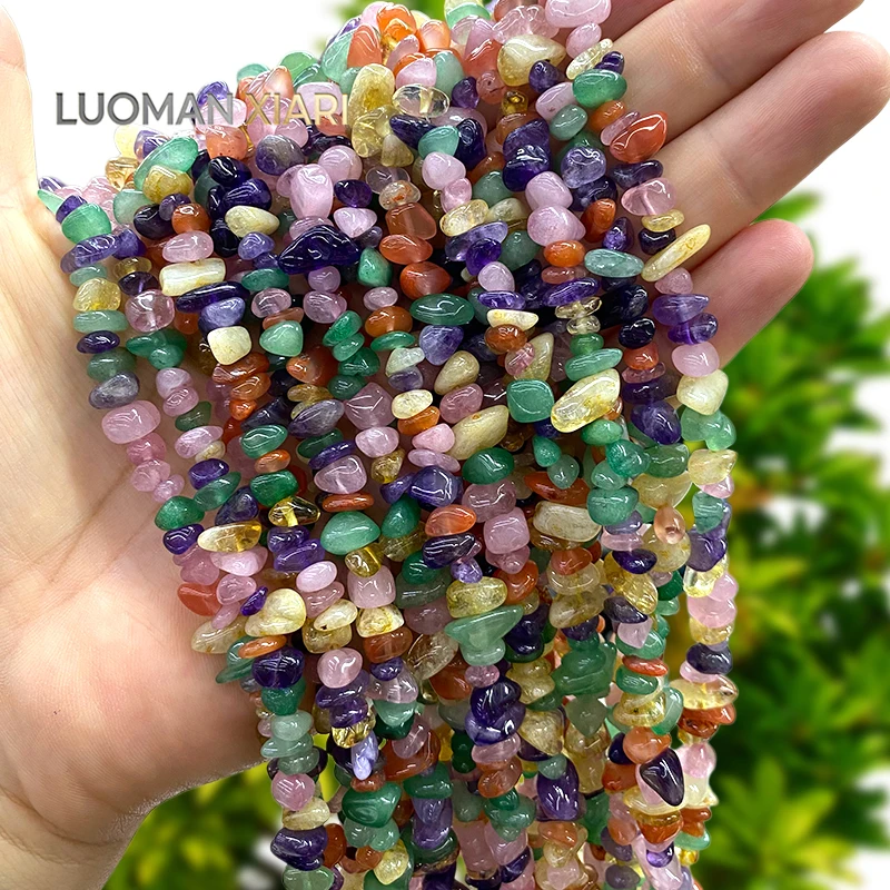 30inch Natural Stone Irregular Raw 5-8mm Mix Crystal Amethyst Citrine Rose Quartz Spacer Beads for Jewelry Making Diy Bracelet