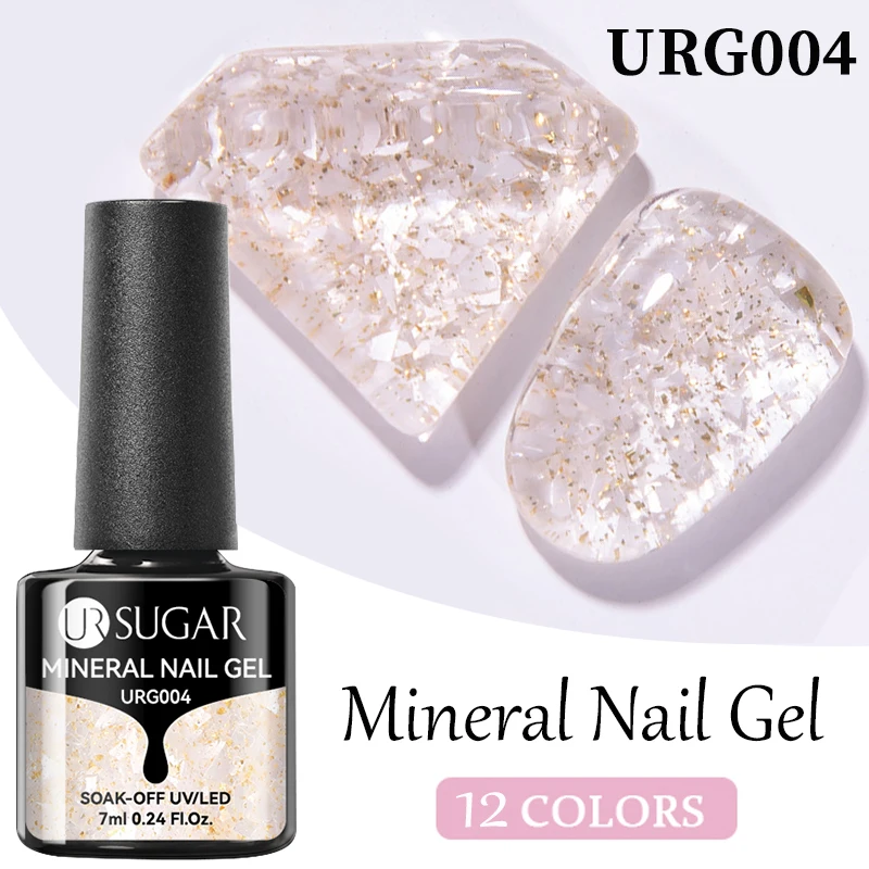 UR SUGAR 7ml Gold Glitter Mineral Gel Shining Sequin Nail Gel Polish Semi Permanent Soak Off UV LED Gel Manicure Varnish