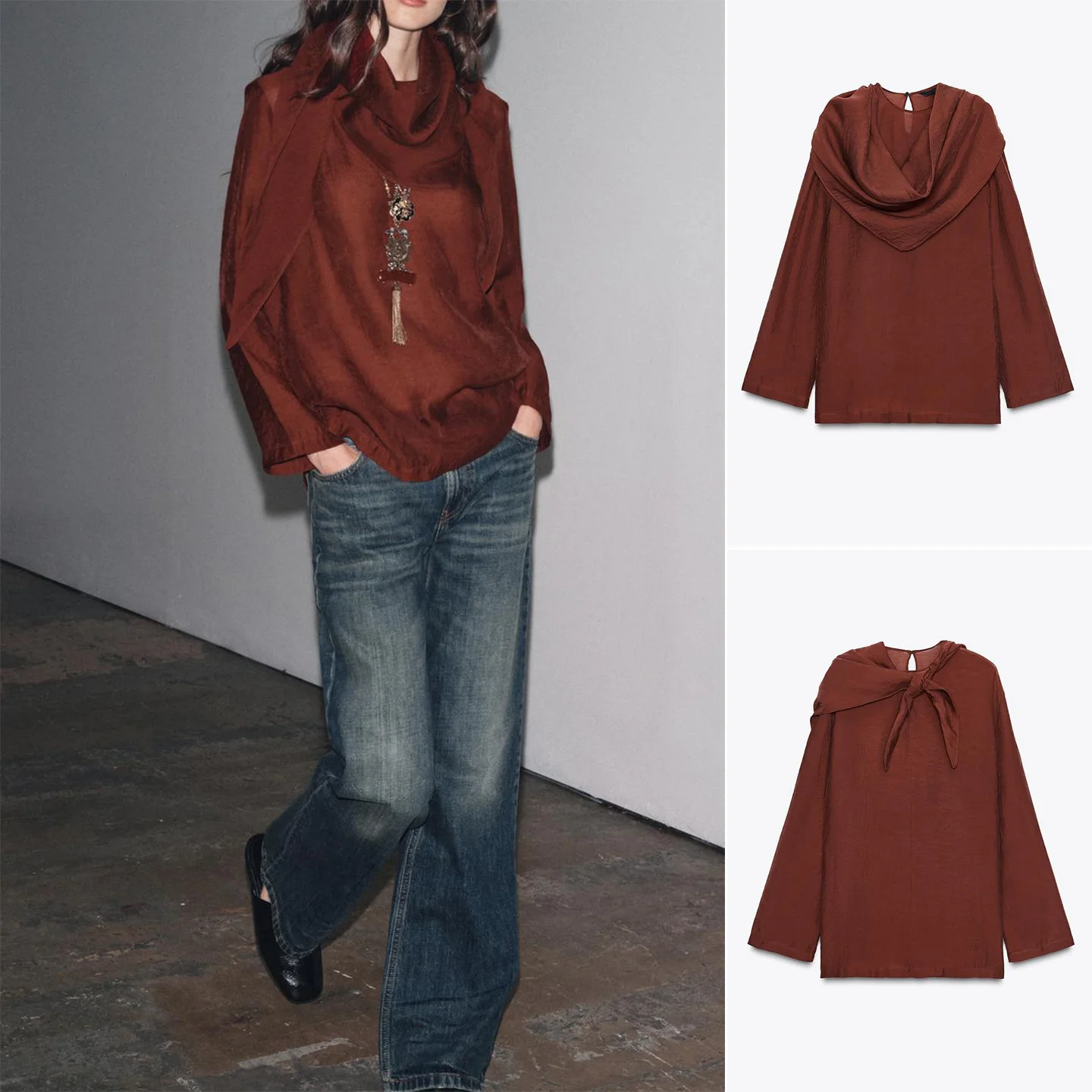 

Новое осеннее поступление, женский повседневный длинный све, круглый шарф Ne irt, украшенный свободным кроем, дышащая полиэфирная ткань