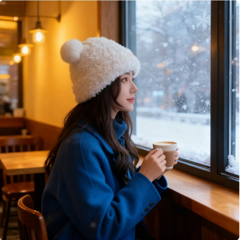 رسالة الدب آذان محبوك لطيف قبعة صوفية قبعة صغيرة آذان القط قبعة كل مباراة الجمجمة قبعة جميلة الشتاء/الخريف لطيف قبعة شعبية