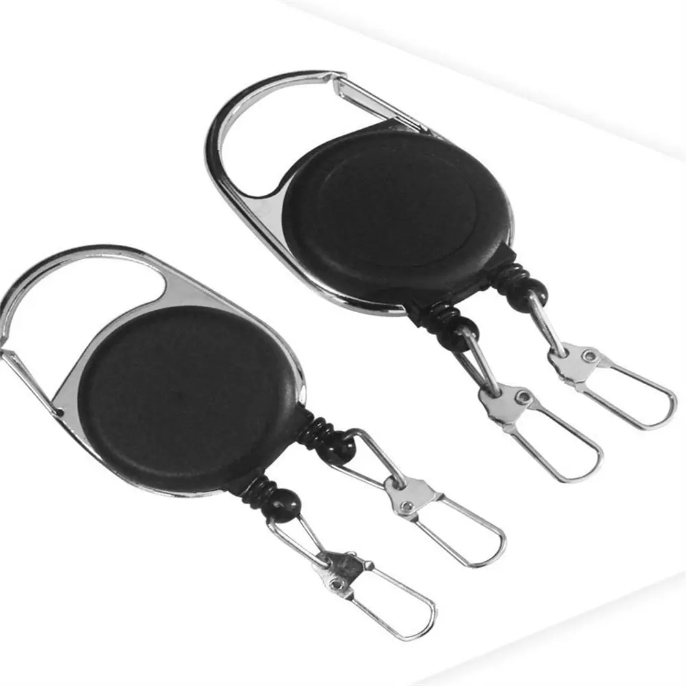 

Double Headed Retractable Keychain Badge Reels Anti Lost Easy To Pull Buckle Keyring 60CM ID Card Holder Outdoor Camping