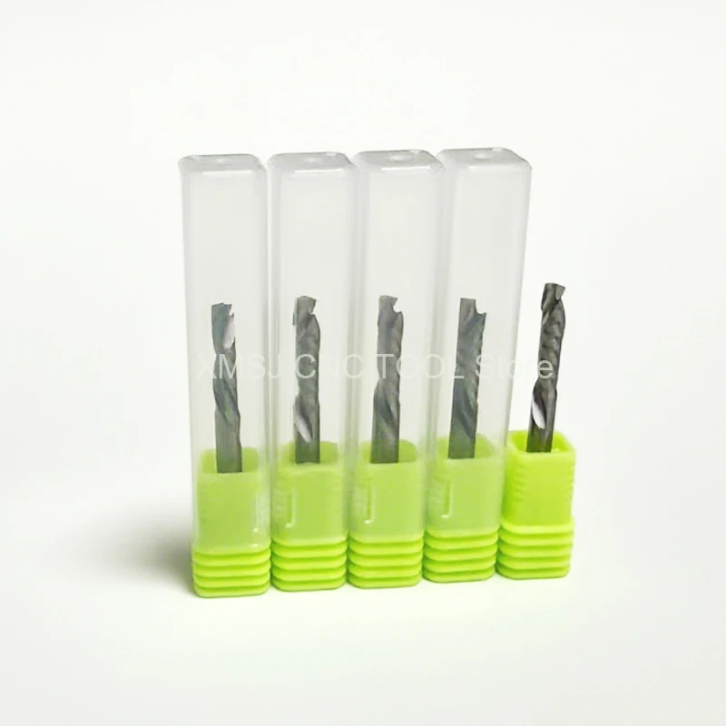 10Pcs UP & DOWN Cut One Flute Spiral Carbide Cutters 3.175/4/5/6/8mm - Mill Tool, CNC Router for Compression Wood End Mill