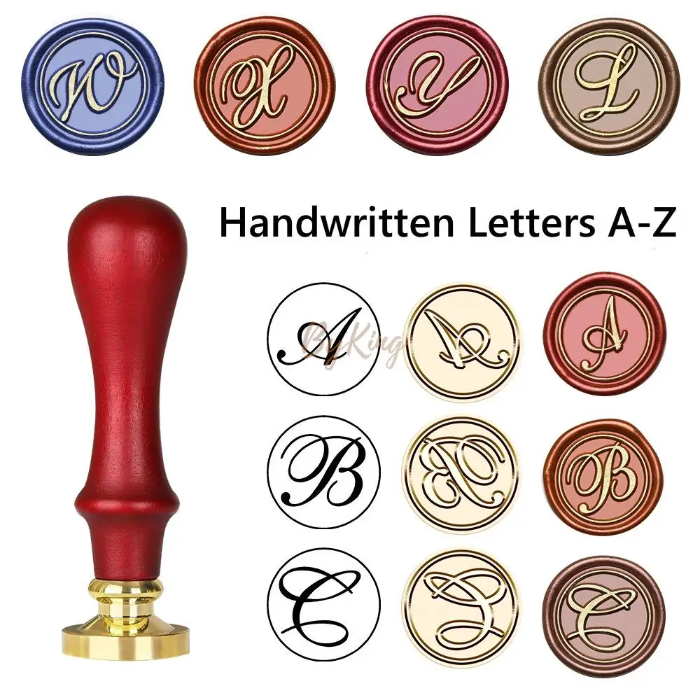 25mm Handwritten Alphabet A-Z Sealing Wax Stamp Vintage 26 Korean English Letters DIY Wedding Decoration Craft Packaging Gift