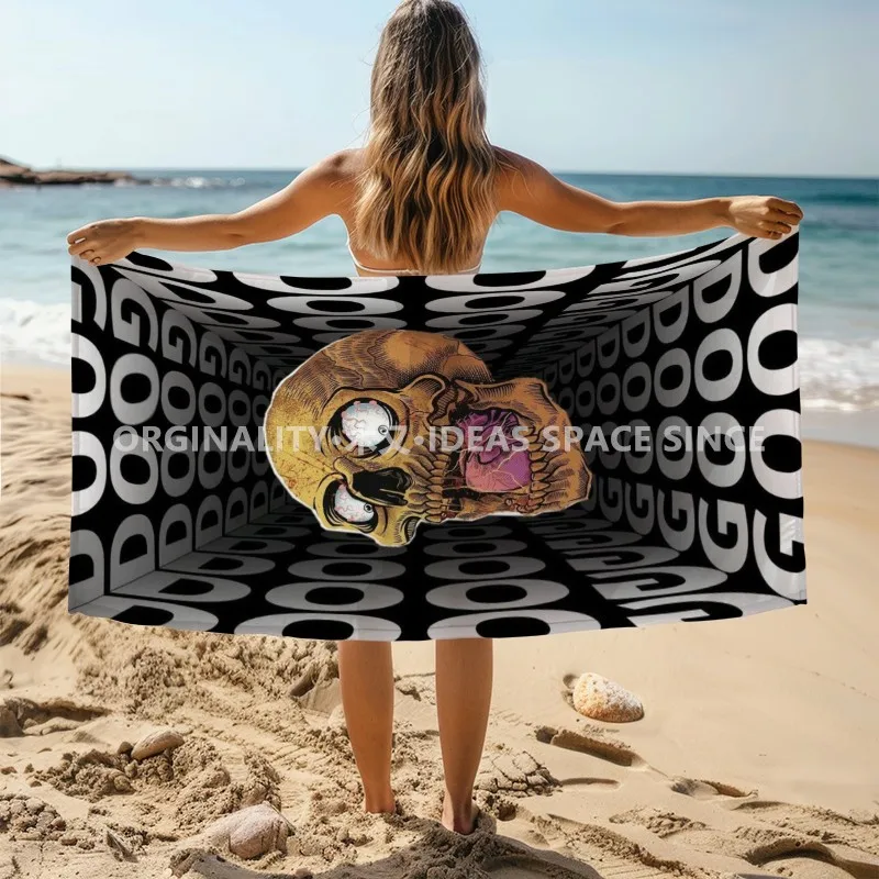 Skull Gothic Beach Towel Patterned Sunscreen And Windproof Suitable For Swimming Pool Camping Travel