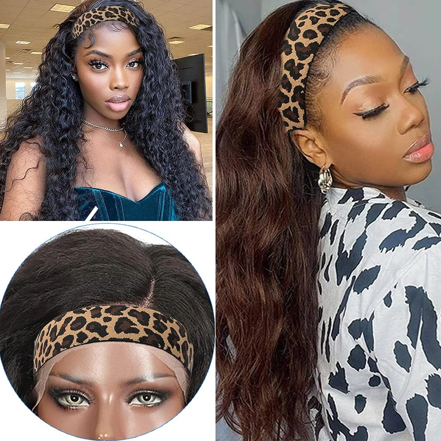 2pcs Wig Band For Edges Adjustable Lace Melting Elastic Band To Lay Edges Soft Headband With Velco Wig Grip Band For Frontal