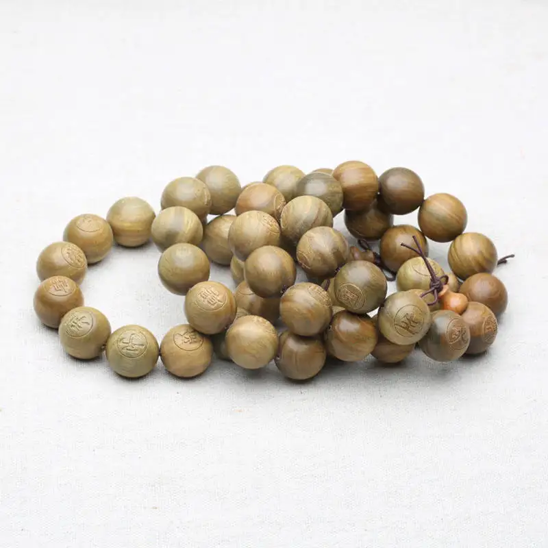 Green Sandalwood Bracelets Buddhist Prayer Beads Wrist Malas for Man 15mm 18mm 20mm BRO992