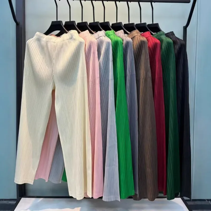 

Плиссированные брюки Miyake: Новинка Весна/Лето 2026, высококачественные, с эластичным поясом, свободные, универсальные, повседневные, модные, прямого кроя