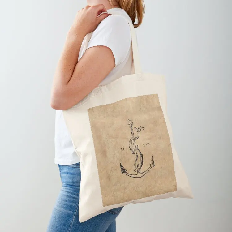Festina Lente - Aldus Manutius Printer's Mark Tote Bag custom bags Canvas stote bag custom canvas bag