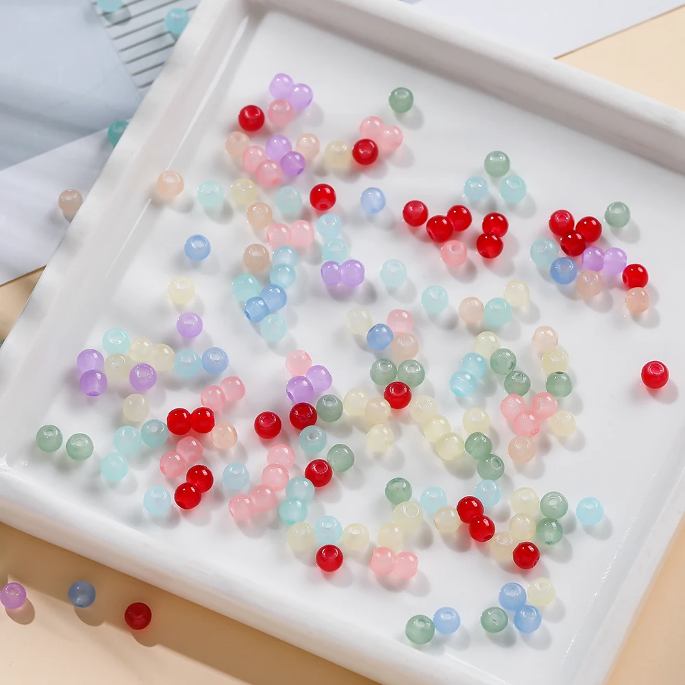 50/100개 3mm 유리 원형 구슬 컬러풀 스페이서 루즈 비즈 주얼리 제작 DIY 팔찌 목걸이 액세서리