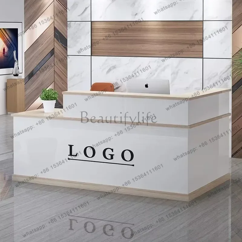 LJY Classic Counter Reception Desks Luxury Salon Small Nordic Reception Desks Design Corner Mostrador Negocio Commercial Furnitu