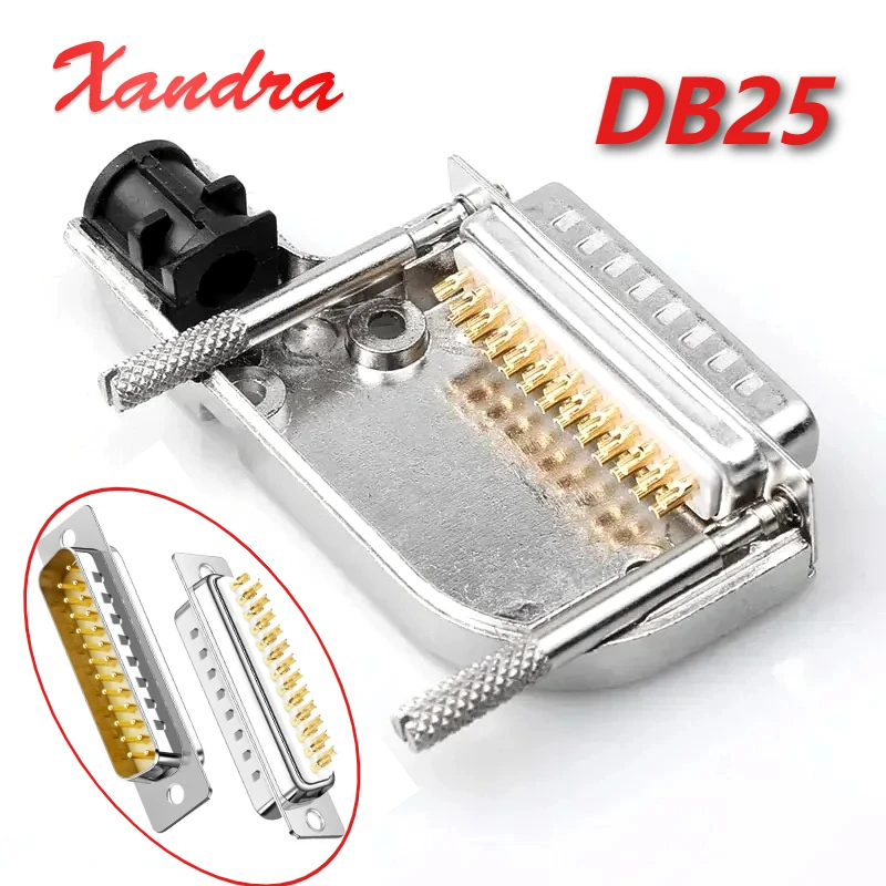Elbow DB25 Male/Female 90 Degree Connector Outlet Metal Housing 25 Pin Welding 90° Plug Industry Connectors Computer Components