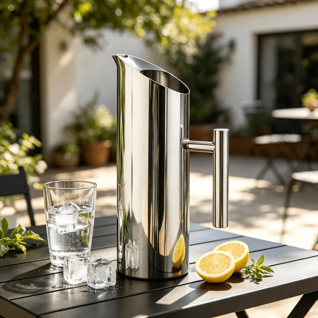 Ice Separation Drink Pitcher Stainless Steel Straight Mouth Juice Jug Bar KTV Cocktail Mixing Pitcher 33.81oz/50.72oz/67.63oz For Home Party