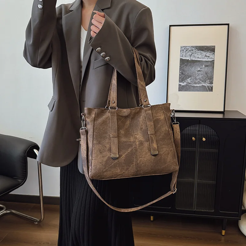 Sac messager rétro simple et polyvalent pour femme, grande capacité, initié, Bergame, classe CommPiedmont, fourre-tout, nouveau,