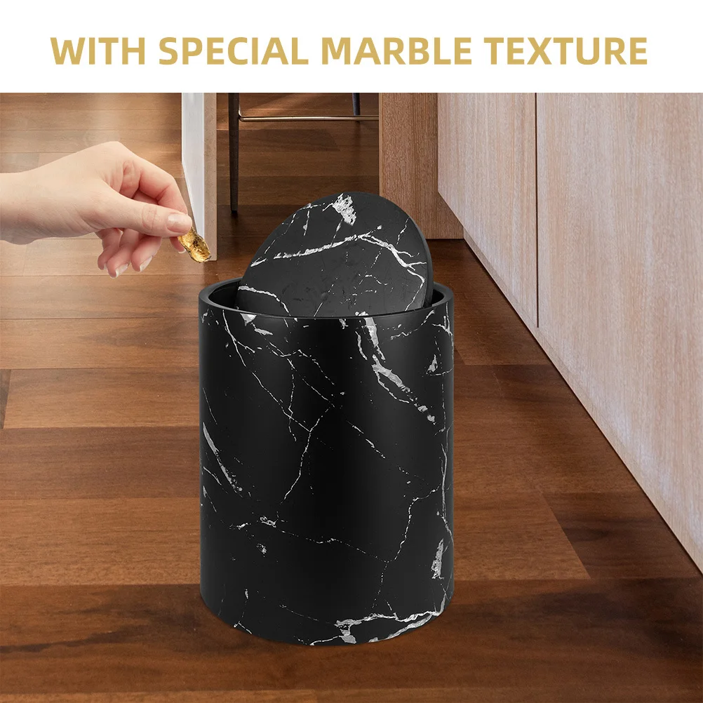 

1pcs 13L Marble Texture Trash Bin Swing Lid Plastic Waste Basket For Kitchen Bathroom Office Home Garbage Container Wastebasket