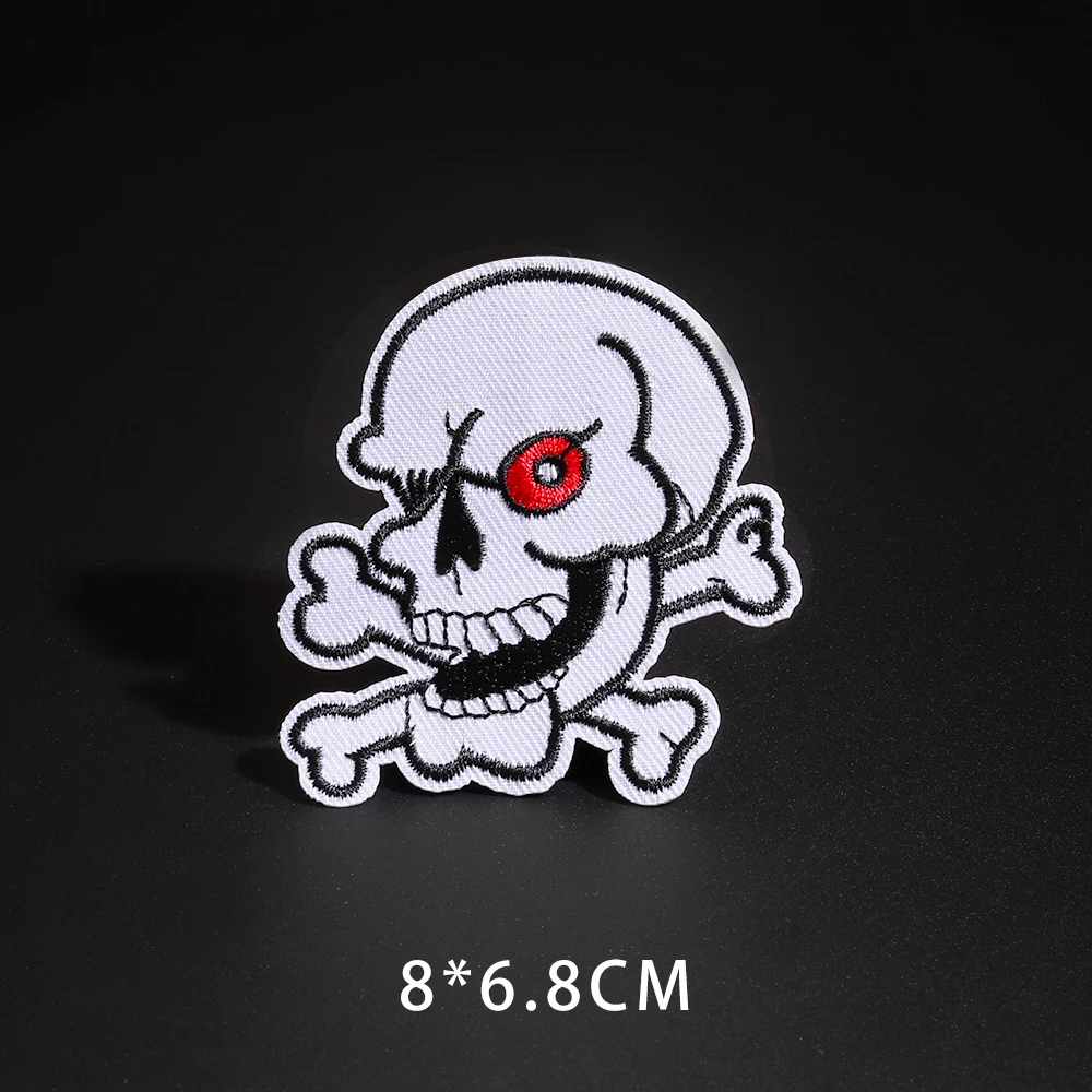 Punk style skull embroidery Patches Clothe Embroidery Applique Iron-On Decorative Handmade Clothes Jeans Badges