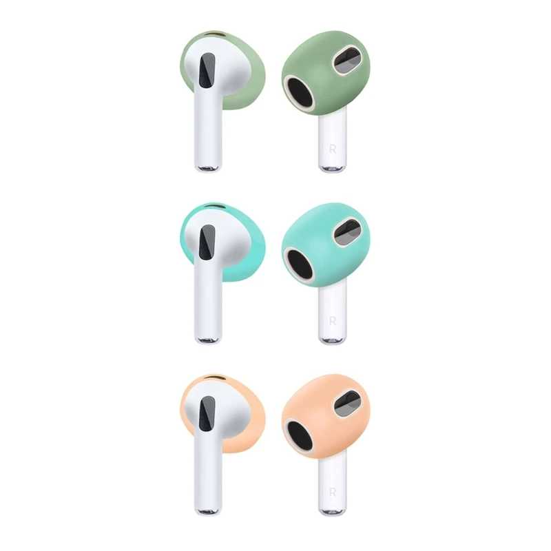 3คู่ซิลิโคนที่มีสีสันหูฟังหูฟังสำหรับ Airpods Pods 3หูฟังหูฟังหูฟัง