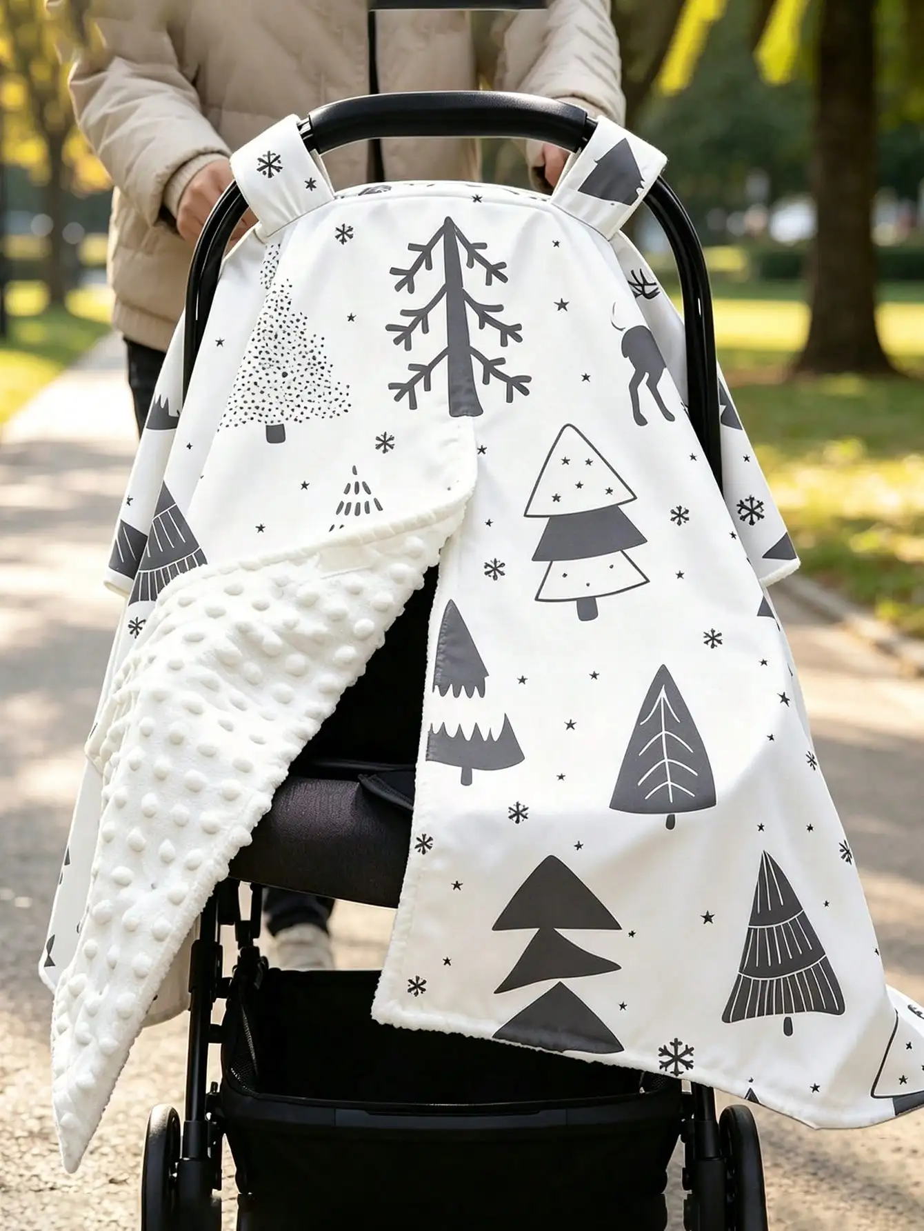 Christmas Reindeer Print Infant Car Seat Cover - Multifunctional Nursing Cover / Sunshade