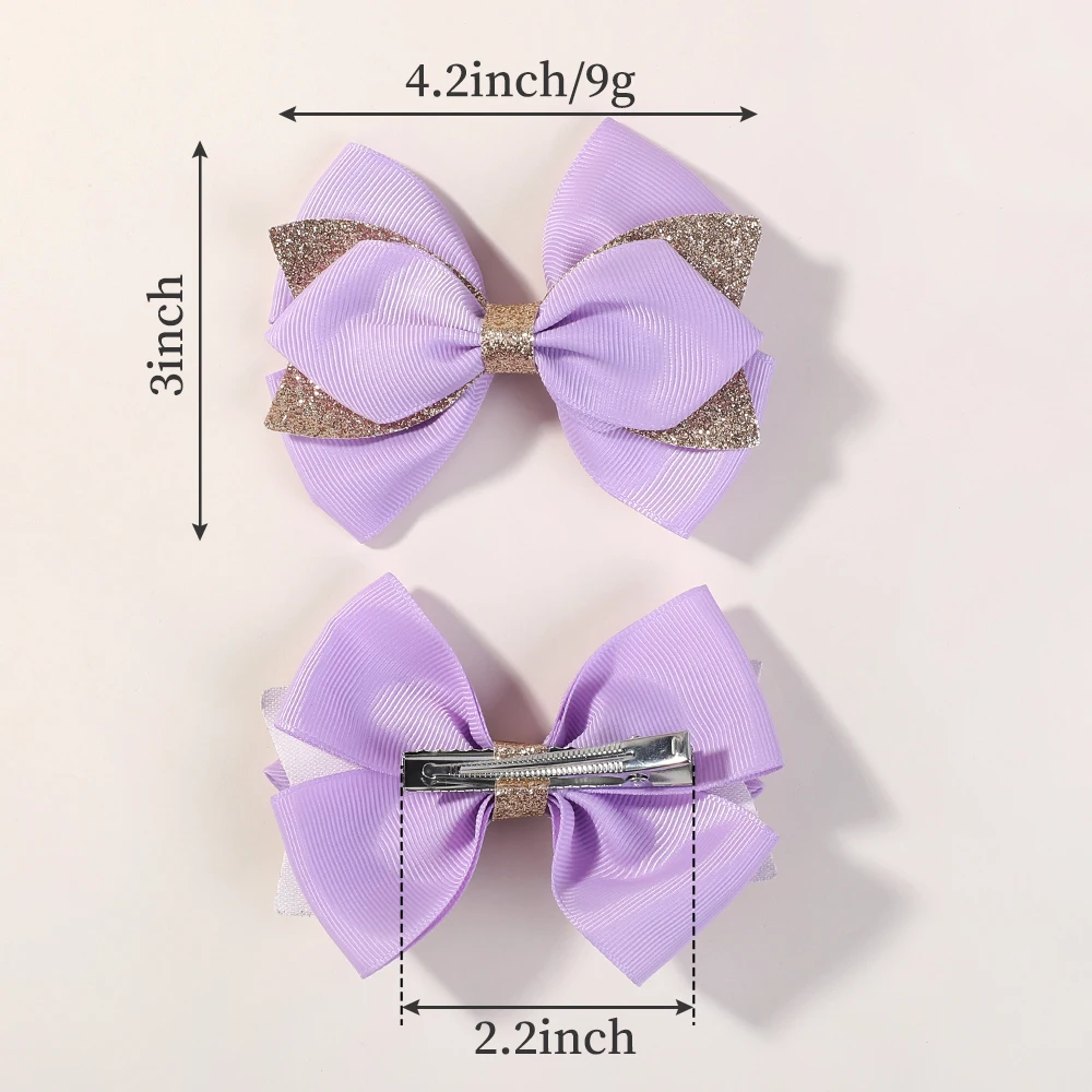 2 stks/set Glitter Grosgrain Lint Strikken Haar Clips voor Kinderen Meisjes Handgemaakte Haarspeld Haarspeldjes Hoofdtooi Haaraccessoires Groothandel