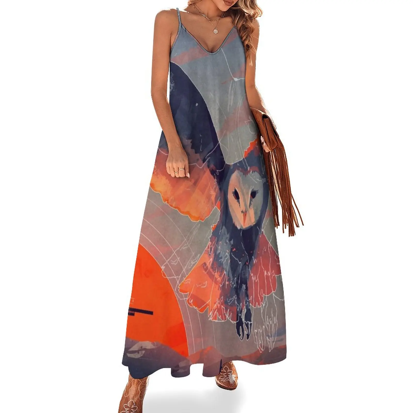 

Owl Hunt Sleeveless Long Dress Party dresses for women Evening gown Long dress Women long dress