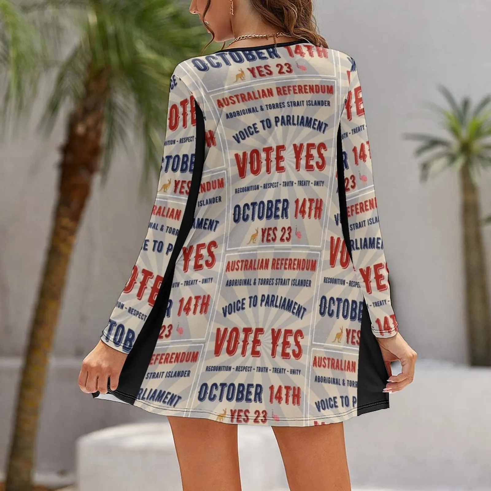 Vestido suelto de manga larga para mujer, ropa de graduación, vestido de noche, Vote Yes-Voice, please, 14 de octubre