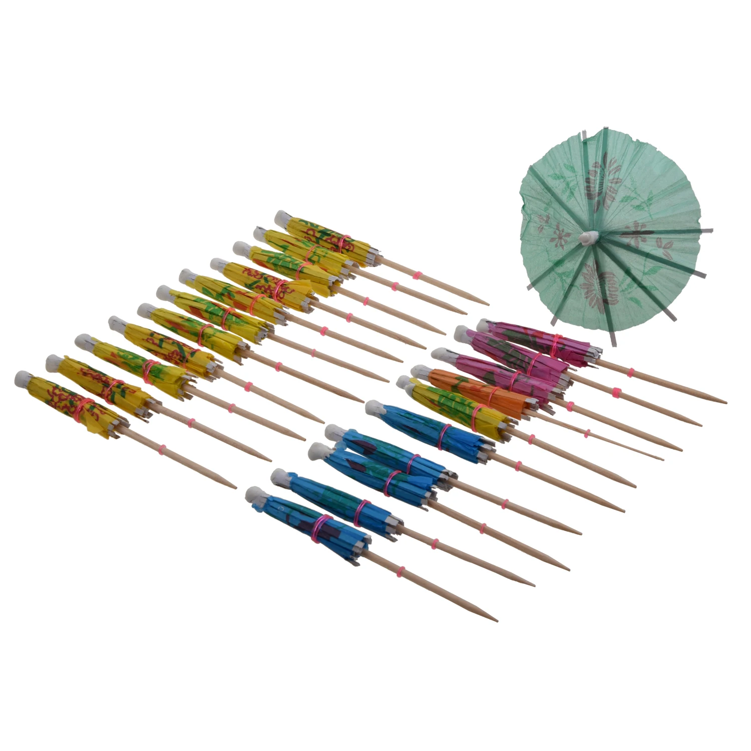 -A90P 24 Mixed Paper Cocktail Umbrellas Parasols Party Drinks