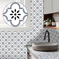 10pcs European Style Tiles Wall Sticker Kitchen Backsplash Wardrobe Bathroom Renovation Peel & Stick Waterproof Art Wall Decals