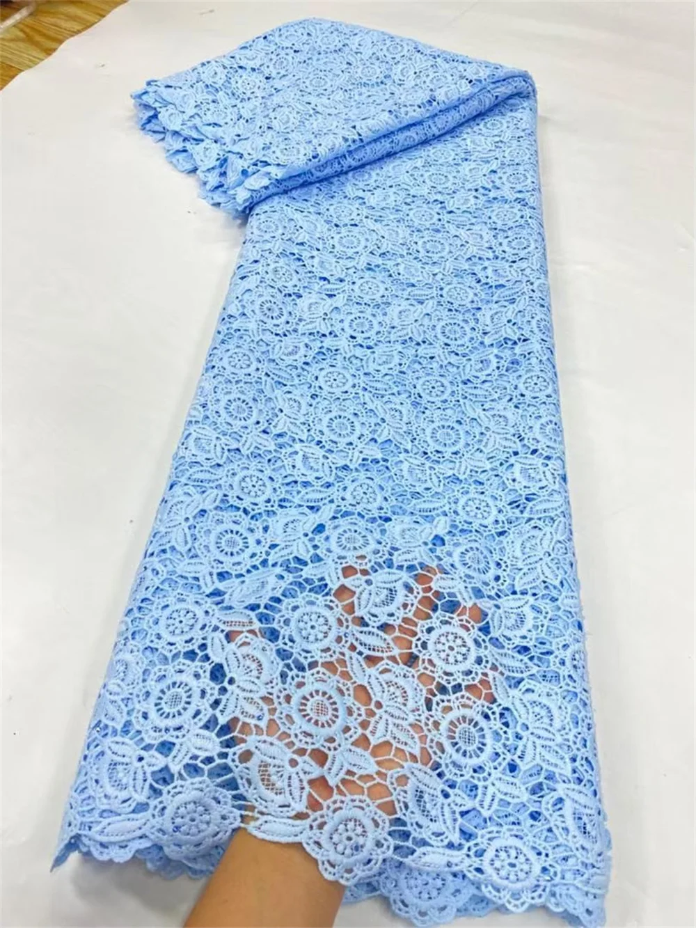 

2025 African Nigerian High-Quality Embroidery Mesh Lace Fabric French Tulle Sequins for Wedding Party Dresses 5 Yards JL517