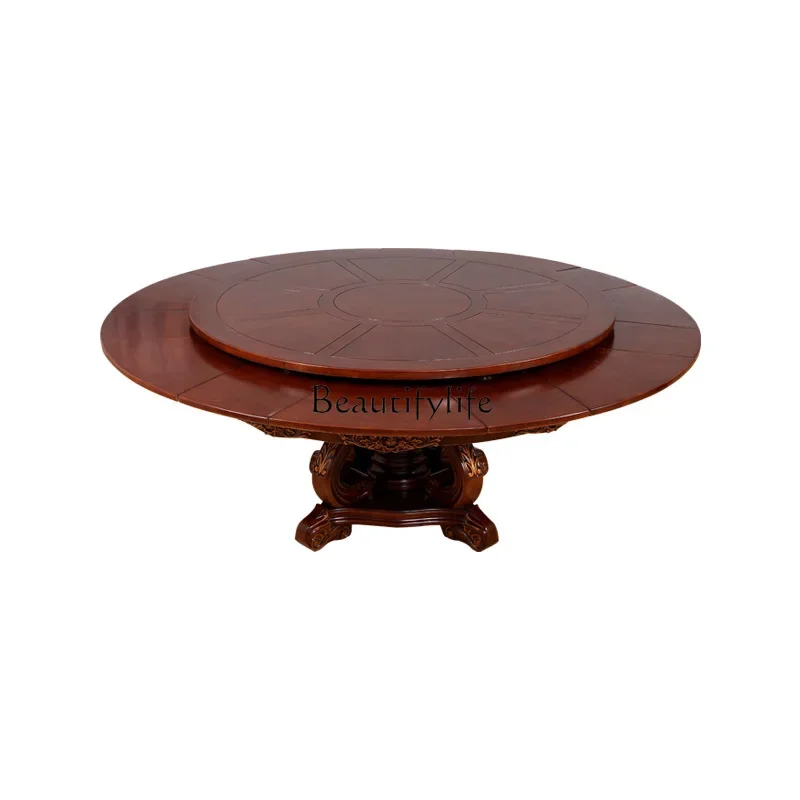

FG10European-Style round Table Multi-Functional Variable Household Space-Saving Folding Dining Table Solid Wood Rotating Retract