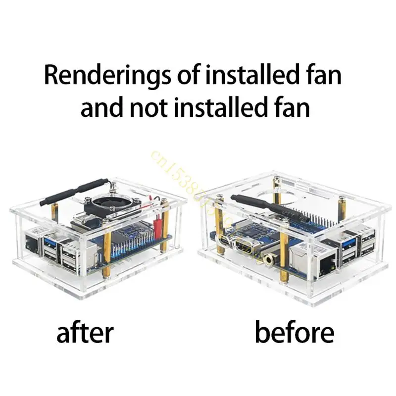 

Acrylic Case for 4 Professional Development Board Industrial Protective Box Cooling Fan 45BD