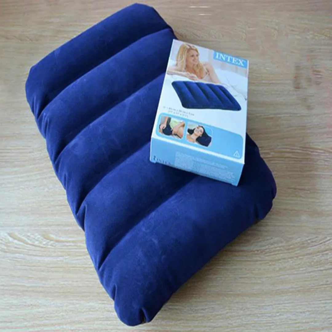 New Outdoor Camping Travel Inflatable Pillow Flocking Pillow Portable Sleeping Foldable Travel Sleep Air Cushion Break Rest